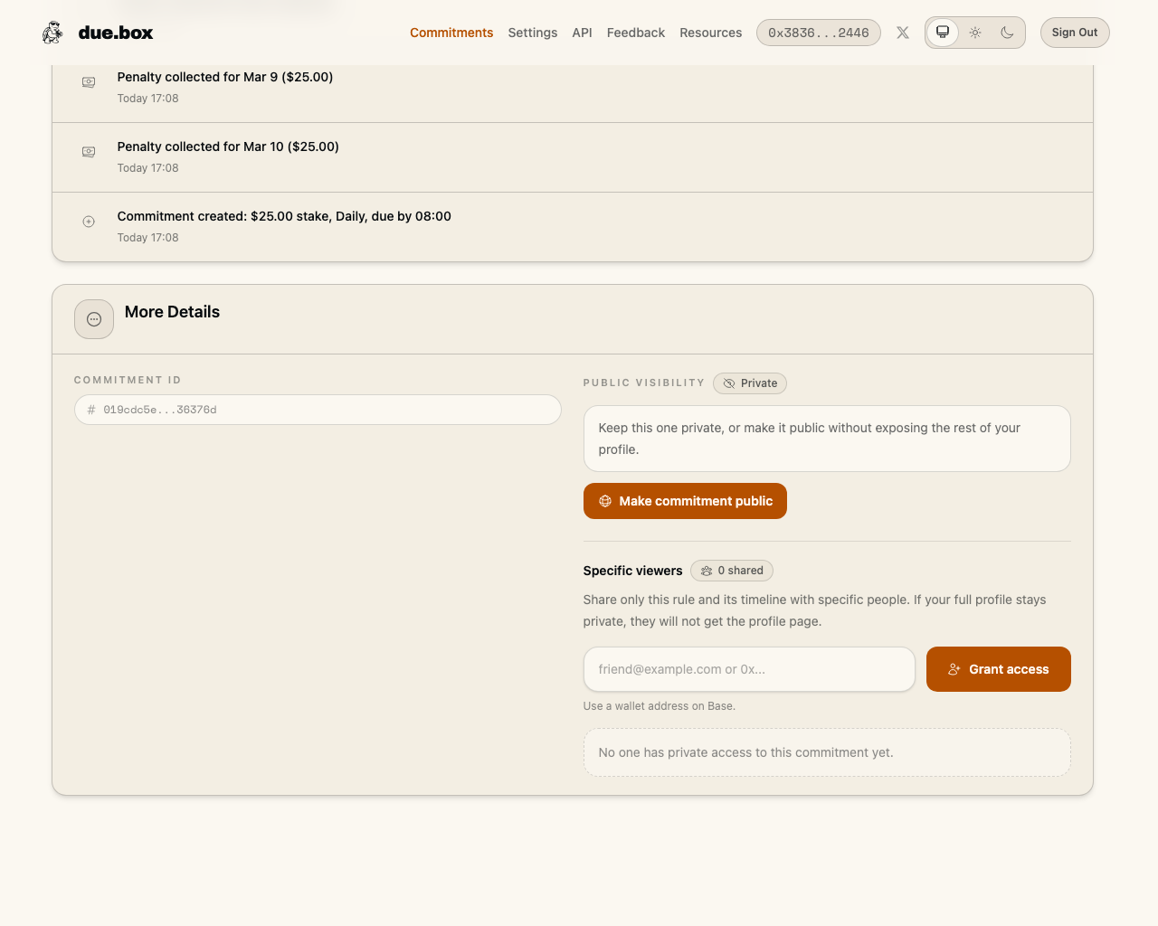 Share one commitment without exposing the rest of your profile